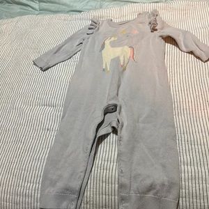 Baby Gap unicorn knit one piece ruffle shoulder